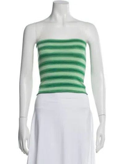 Pre-owned Gimaguas Striped Strapless Crop Top In Green