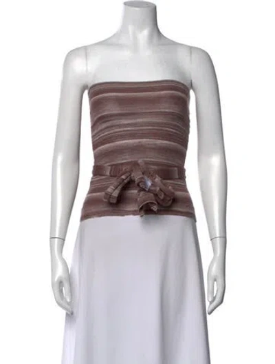 Pre-owned Gimaguas Striped Strapless Sweater In Brown