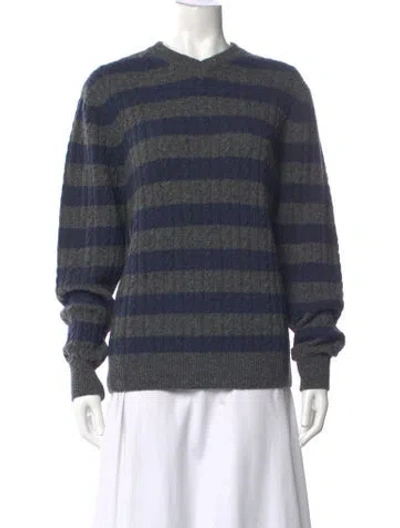 Pre-owned Gimaguas Striped V-neck Sweater In Blue