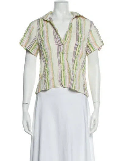 Pre-owned Gimaguas Striped V-neck Top In Multi