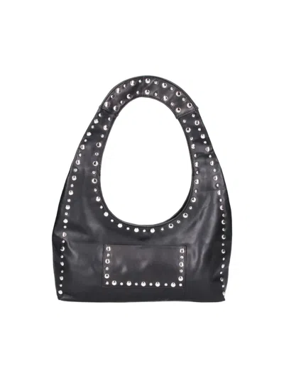 Gimaguas Franca Studded Leather Shoulder Bag In Black