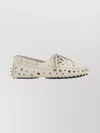 Gimaguas Suede Loafers With Bow And Perforated Design In White