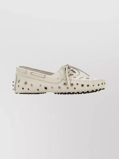 GIMAGUAS SUEDE LOAFERS WITH BOW AND PERFORATED DESIGN
