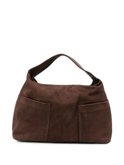 Gimaguas Suede Slip-pocket Tote Bag In Brown