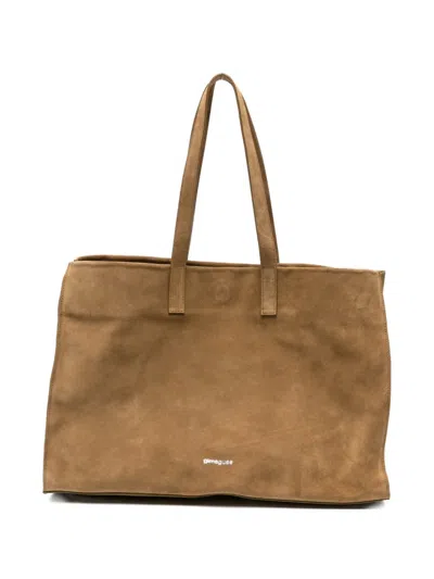 Gimaguas Suede Maxi Tote Bag Double Handles In Brown