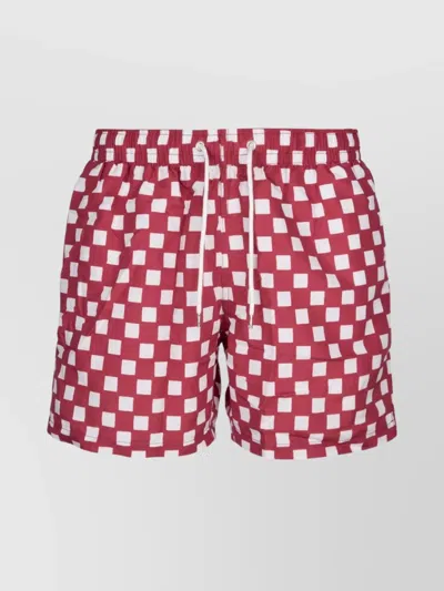Gimaguas Swimwear Checkered Pattern Side Pockets In Red
