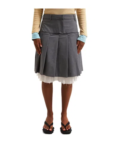 Gimaguas Tailored Midi Skirt In Gray