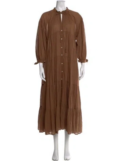 Pre-owned Gimaguas Tie Neck Long Dress In Brown