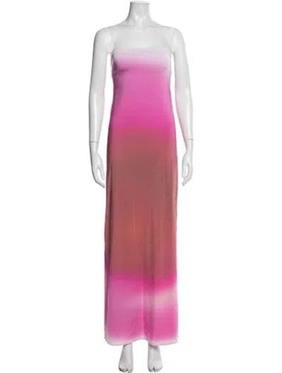 Pre-owned Gimaguas Tie-dye Print Long Dress In Pink