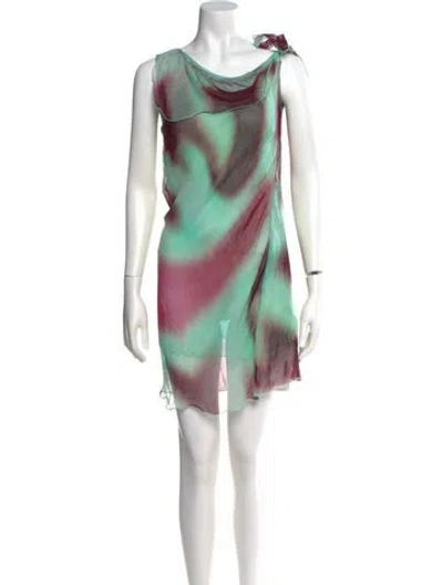 Pre-owned Gimaguas Tie-dye Print Mini Dress W/ Tags In Green