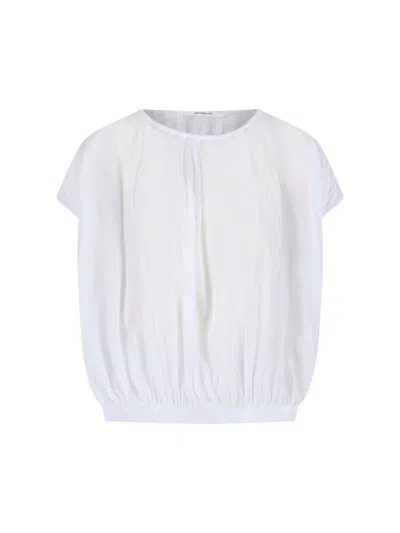 Gimaguas Short Sleeve Top Lightweight Elastic Hem In White