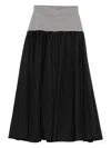 Gimaguas Two-tone Flared-hem Midi Skirt In Black