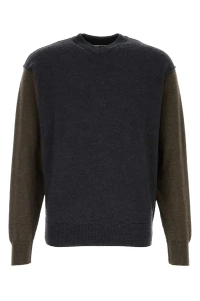 Gimaguas Two-tone Merino Wool Sweater For Men In Black
