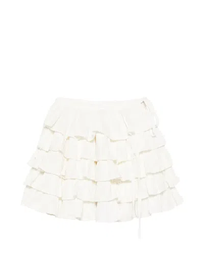 Gimaguas Ulla Ruffled Tiered Mini Skirt In White