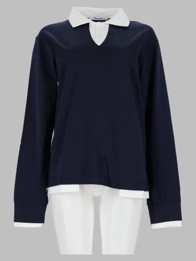 Gimaguas Unisex Contrast-trim Polo Shirt In Blue