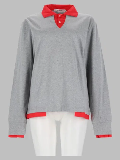 Gimaguas Unisex Contrast-trim Polo Shirt In Gray