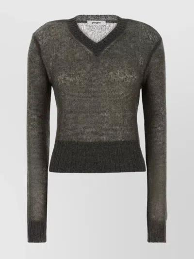 Gimaguas V-neck Long Sleeve Fitted Knit Sweater In Green