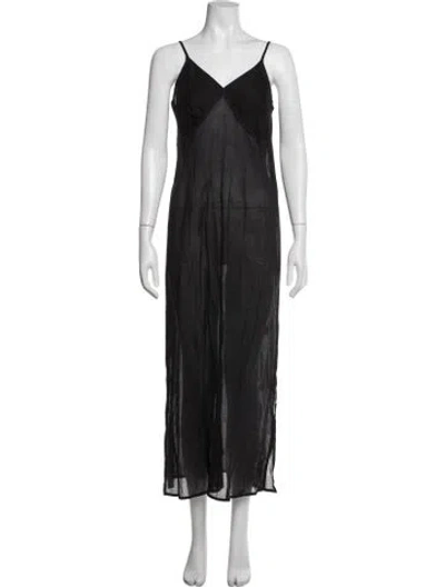 Pre-owned Gimaguas V-neck Long Dress In Black