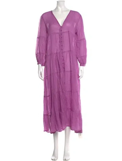 Pre-owned Gimaguas V-neck Long Dress In Purple