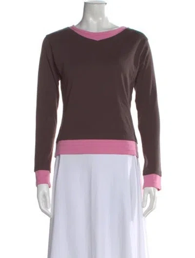 Pre-owned Gimaguas V-neck Long Sleeve Top In Brown