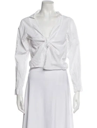 Pre-owned Gimaguas V-neck Long Sleeve Top In White