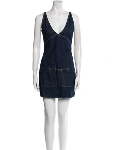 Pre-owned Gimaguas V-neck Mini Dress In Blue