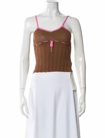 Pre-owned Gimaguas V-neck Sleeveless Crop Top In Brown