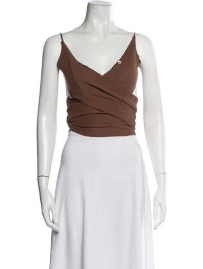 Pre-owned Gimaguas V-neck Sleeveless Crop Top In Neutrals