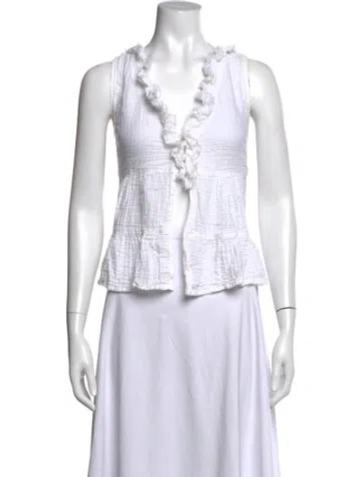 Pre-owned Gimaguas V-neck Sleeveless Top In White