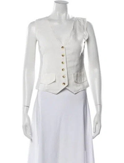 Pre-owned Gimaguas V-neck Sleeveless Top In White