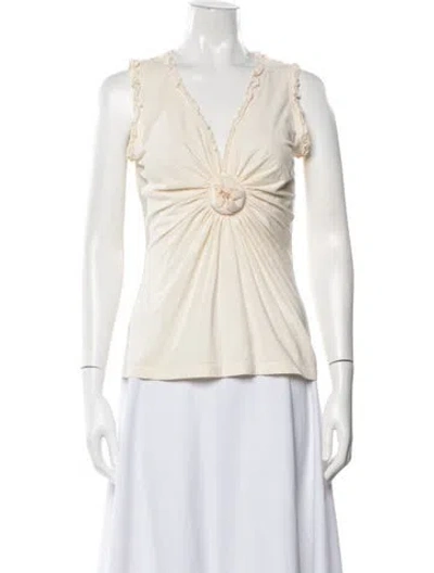 Pre-owned Gimaguas V-neck Sleeveless Top In White