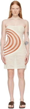 Gimaguas White & Brown Été Minidress In Bronze/white