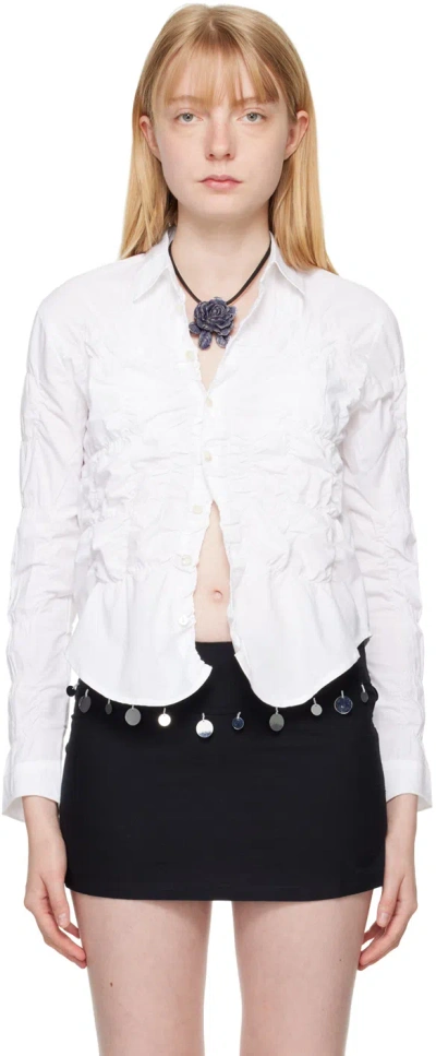Gimaguas Lupa Smocked Cotton Shirt In White