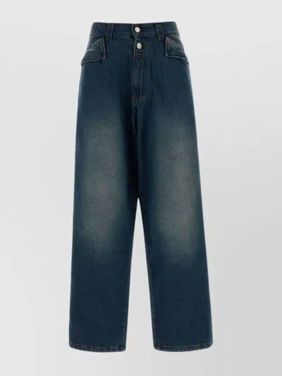 Gimaguas Wide-leg Denim Trousers Pockets In Blue