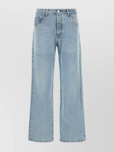 Gimaguas Wide-leg Jeans With Belt Loops And Pockets In Blue