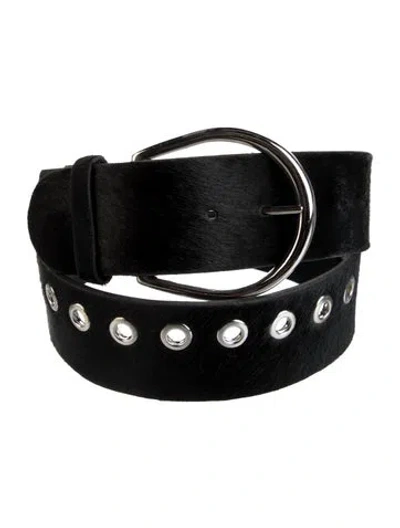 Pre-owned Gimaguas Wide Ponyhair Waist Belt In Black