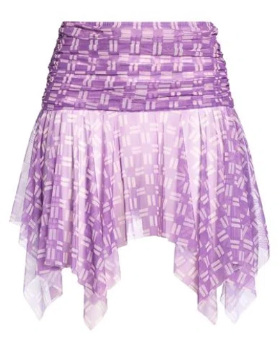 Gimaguas Woman Mini Skirt Purple Size L Nylon, Elastane