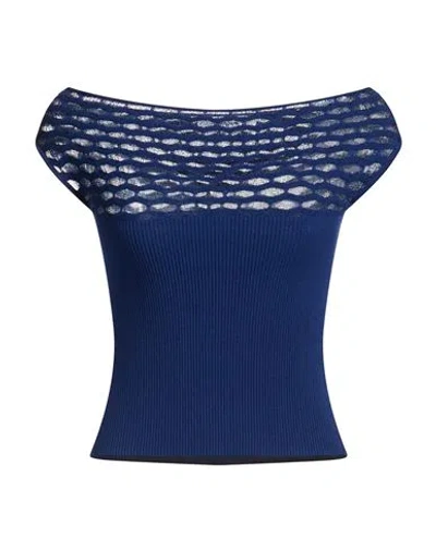 Gimaguas Woman Top Navy Size L Viscose, Polyester, Recycled Polyester In Blue