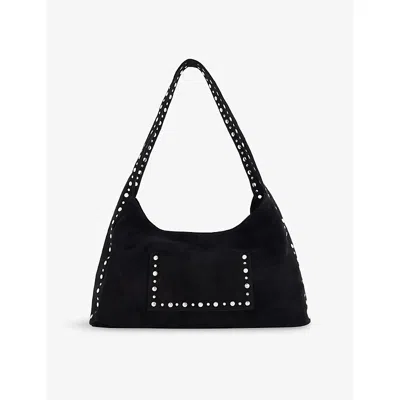 Gimaguas Womens Black Franca Maxi Suede Shoulder Bag