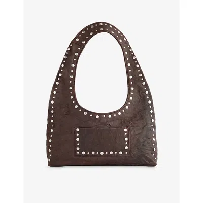 Gimaguas Womens Brown Franca Arrugado Leather Shoulder Bag