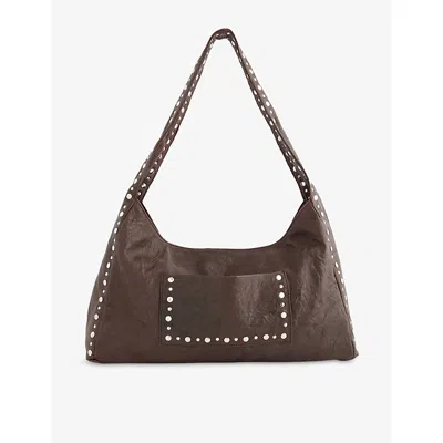 Gimaguas Womens Brown Franca Maxi Suede Shoulder Bag