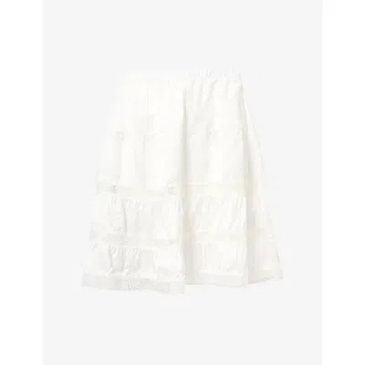 Gimaguas Womens Cielo Lace-trim Satin Mini Skirt White