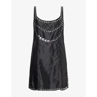 Gimaguas Womens Claude Jewel Silk Mini Dress Black Xs
