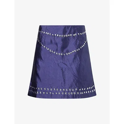 Gimaguas Womens Claude Sequin-embellished Silk Mini Skirt Blue