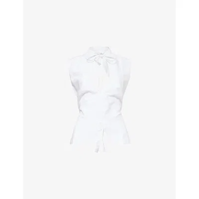 Gimaguas Womens White Coco Open-back Cotton-linen Top Xs