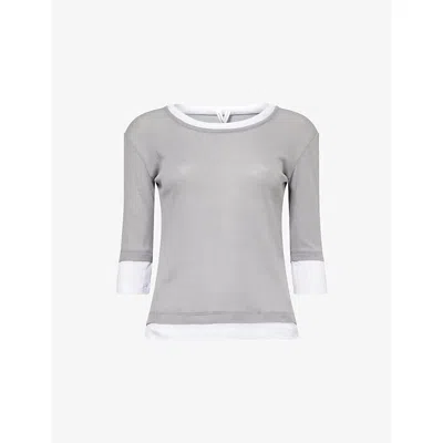 Gimaguas Womens Grey Gemma Double-edge Cotton-jersey Top In Gray