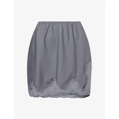 Gimaguas Womens Katalin Lace-trim Cotton Mini Skirt Grey In Gray