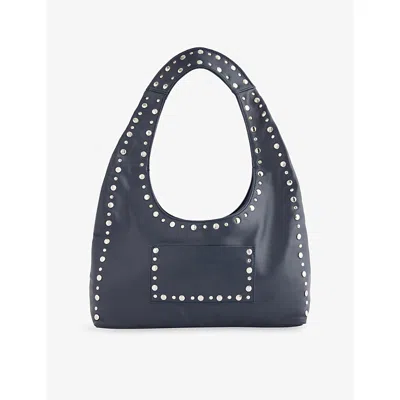 Gimaguas Womens Navy Franca Leather Shoulder Bag In Blue