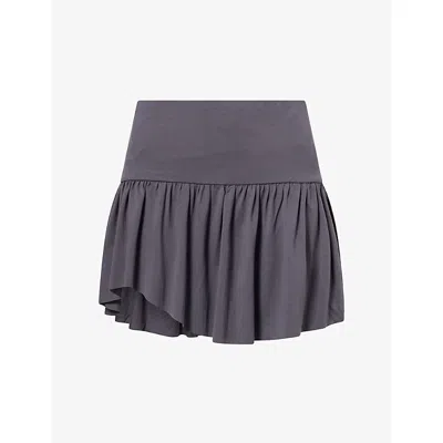 Gimaguas Womens Sari Tiered Jersey Mini Skirt Dark Grey Xs In Gray