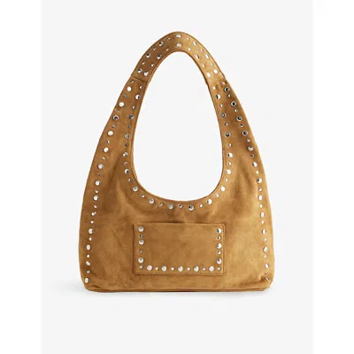 Gimaguas Womens Suede Brown Franca Studded Suede Shoulder Bag In Pink